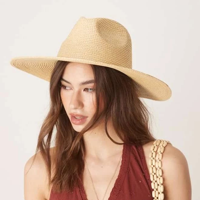 My Accessories Wide Straw Fedora Hat