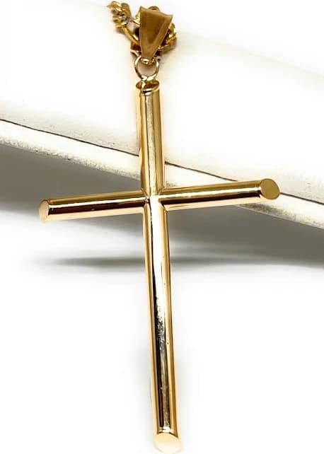 10K Solid Gold Cross Pendant Necklace