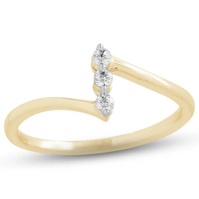 10K Yellow Gold 1/10 Ct tw Round-Cut Diamond Three-Stone Ring