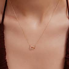 Amazon.com: Gelin 14k Solid Gold Diamond Interlocking Circle Necklace for Women : Clothing, Shoes & Jewelry