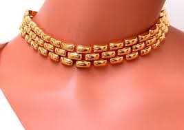 18.5mm Wide Classic Panther Link Necklace 14kt gold 74 grams For Sale at 1stDibs