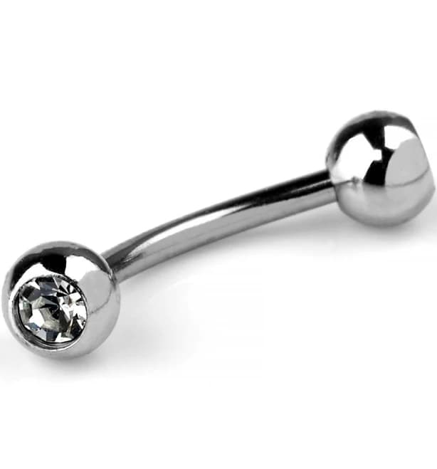 16g Steel Double Gemmed Curved Barbell