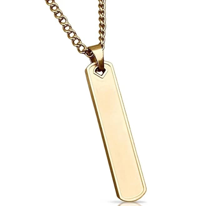 Elite Athletic Gear 14K Gold Plated Stainless Steel Bar Pendant Necklace