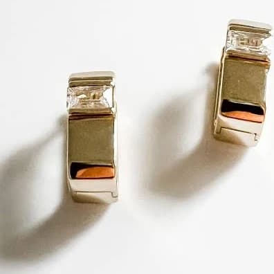 14K Gold Chubby Square Hoop Earrings