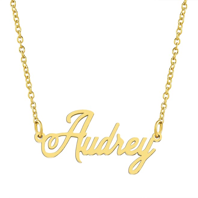 18K Gold Plated Stainless Steel Personalized Name Pendant Necklace