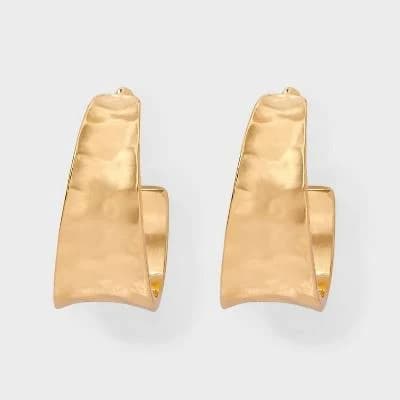Universal Thread Hammer Texture Thick Hoop Earrings