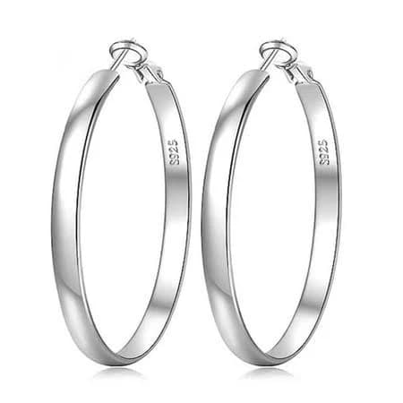 925 Sterling Silver Large Hoop Earrings