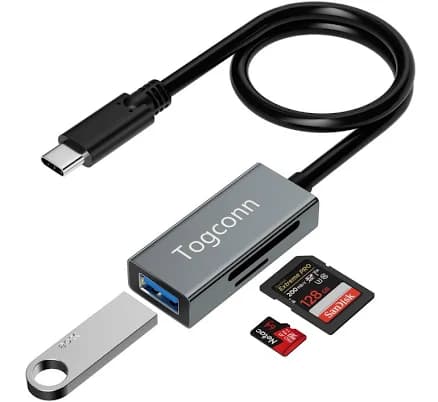 SD Card Reader 3 in 1 SD/TF USB A Female Port USB A Female Port Micro SD Memory Card
