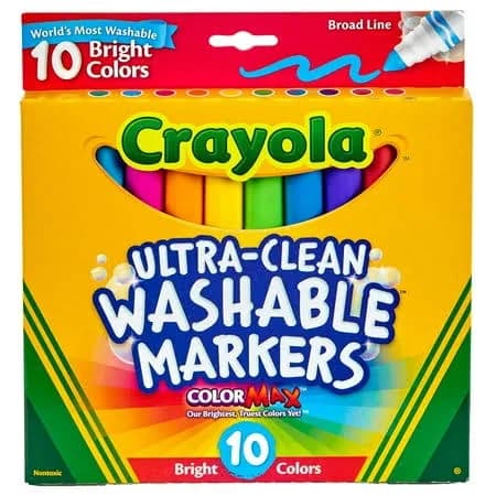 Crayola Ultra Clean Color Max Broad Line Washable Markers Bright Colors 10 Per Pkg, Size: 5XL, Other