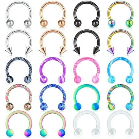 Briana Williams Horseshoe Surgical Steel Nose Rings (20-Piece)