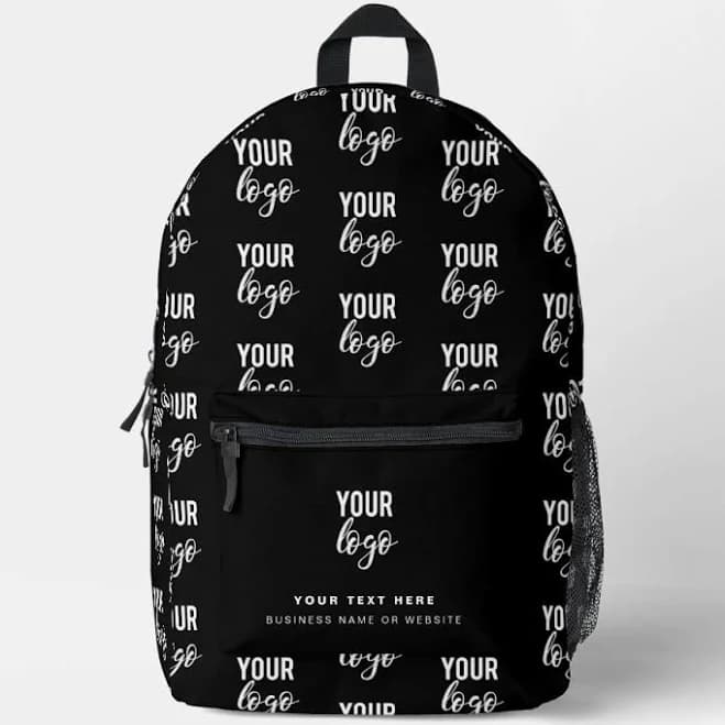 Corporate Business Logo Black Minimalist Company Printed Backpack