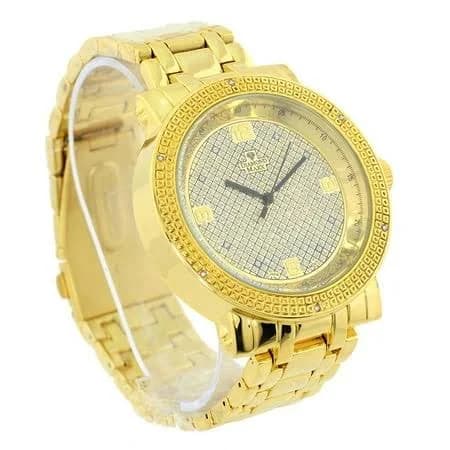 Diamond Maxx Men's Big Diamon Gold-Tone Business Watch