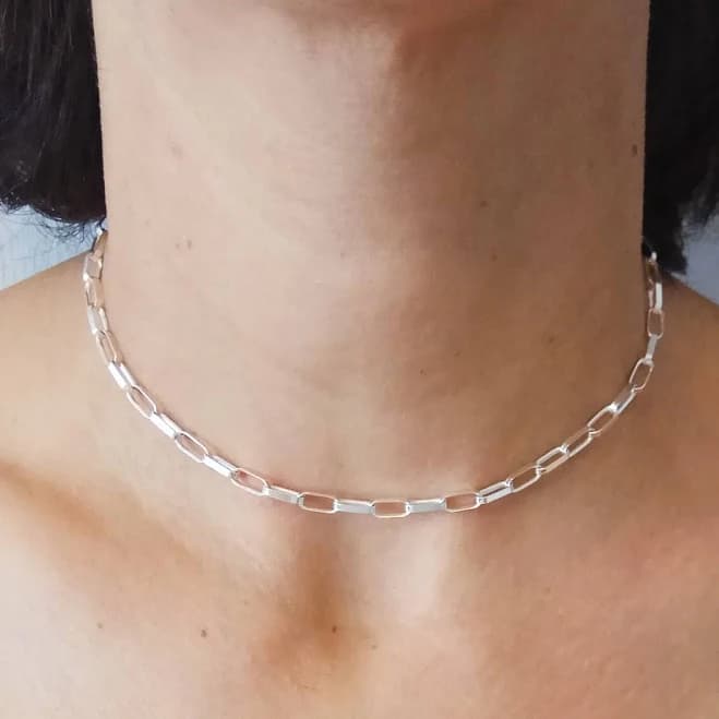 Sterling Silver Links Choker Necklace