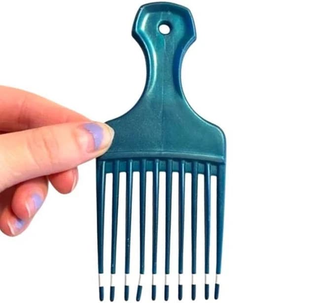 Vintage 1980s Usa Patent 4345608 Plastic Hair Pick Lift Comb 5" Teal