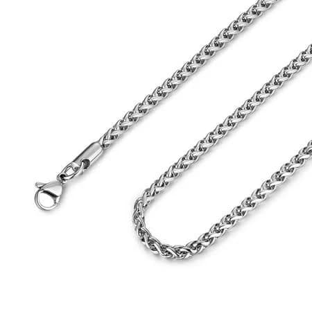 Hzman Stainless Steel Wheat Chain Necklace
