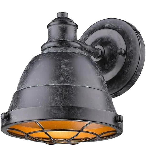 Weathered Industrial Caged Bath Sconce