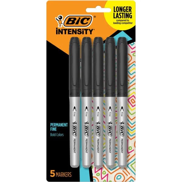 BIC Mark-It Permanent Marker Fine Point Black 5-Count