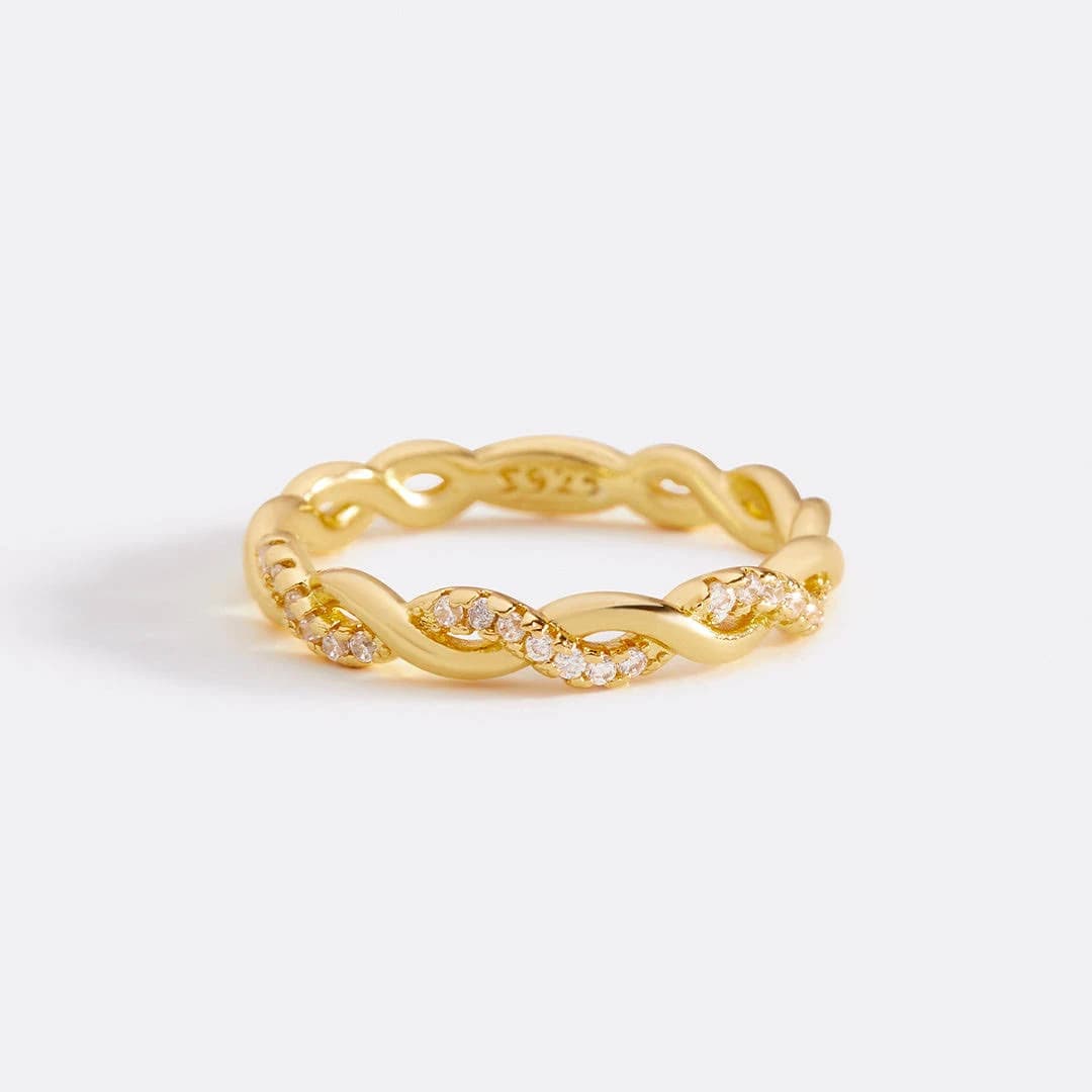 Mint & Lily Women's Dainty Pave Twist Stacking Ring