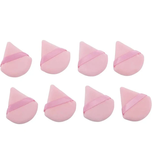 Triangle Puffs 8 Pack in Organizer for Makeup Removal or Application
