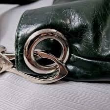 Bossa Dark Green Textured Faux Leather Shoulder Bag Purse Chunky Silver Hardware | eBay