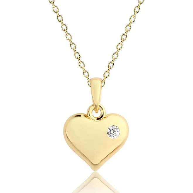 14K Gold Plated Puff Heart Necklace for Little Girls