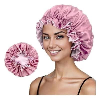 Anna-Kaci Double Layer Ruffled Satin Sleep Bonnet