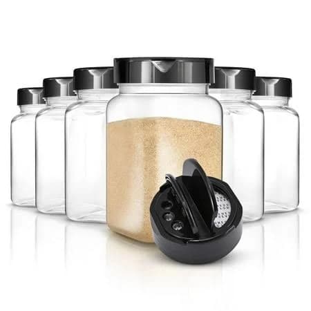 6 Pack 14 oz Plastic Spice Jars