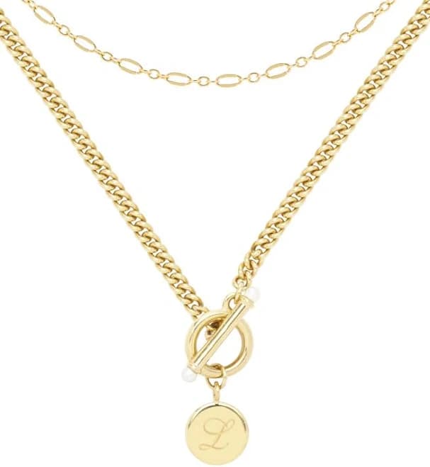 Brook & York 14K Gold Plated Stella Initial Layering Necklace Set