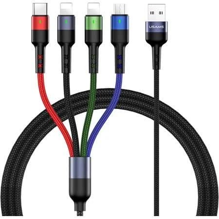 Multi Charging Cable 2Pack 4FT 4 in 1 Nylon Braided USB Fast Charging Cord Adapter Type C Micro Port Compatible Cell Phones Tablets and More