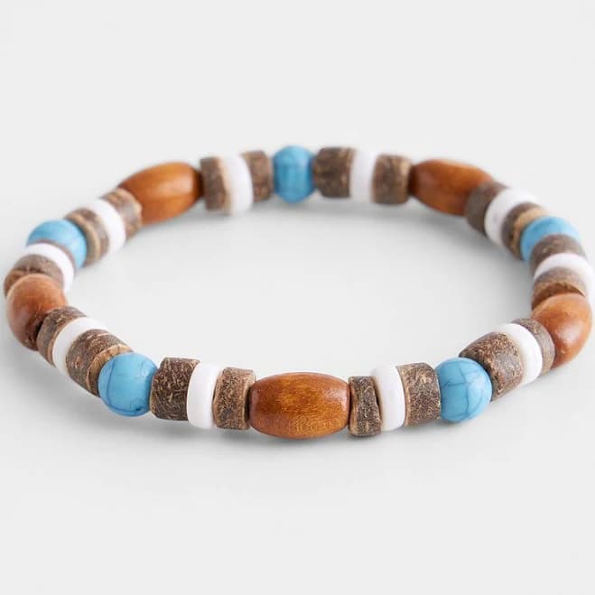 BKE Men's Beaded Bracelet with Buckle
