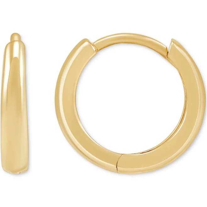 Macy's Women's 14K Gold High Polished Tapered Huggie Hoop Earrings