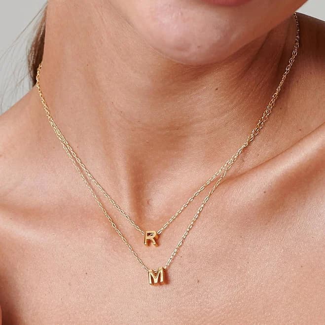 14K Gold Filled Initial Necklace Set