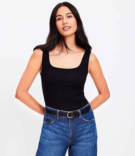 Loft Women's Perfect Ribbed Square Neck Tank Top