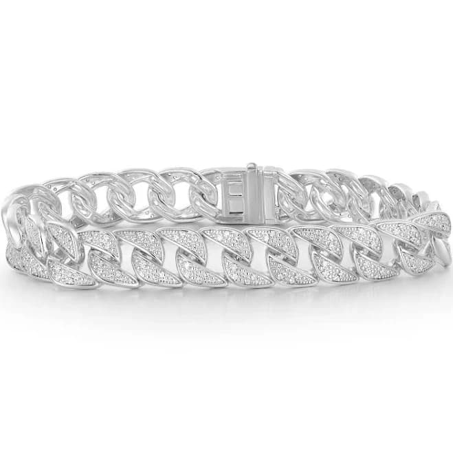 1 ct. tw. Diamond Cuban Link Bracelet in Sterling Silver