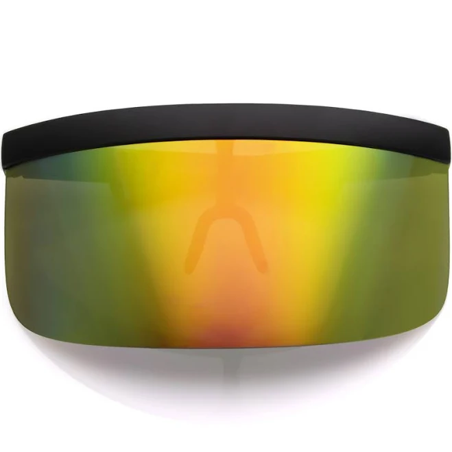 Retro Modern Oversize Novelty Mirrored Shield Visor