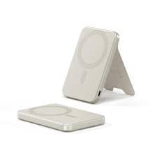 SATECHI OntheGo MagSafe 5000mAh External Battery with Foldable Stand, Qi2 Fast Charge 15W Compact for Android & All iPhone 17 16 15 to 12 with MagSafe Technology - Beige : Amazon.com.be: Electronics