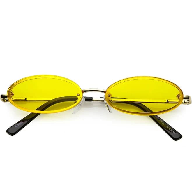 Retro Small 1990s Jewel Cut Oval Sunglasses