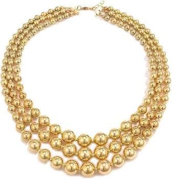 18K Gold Multi Link Layer Statement Necklace