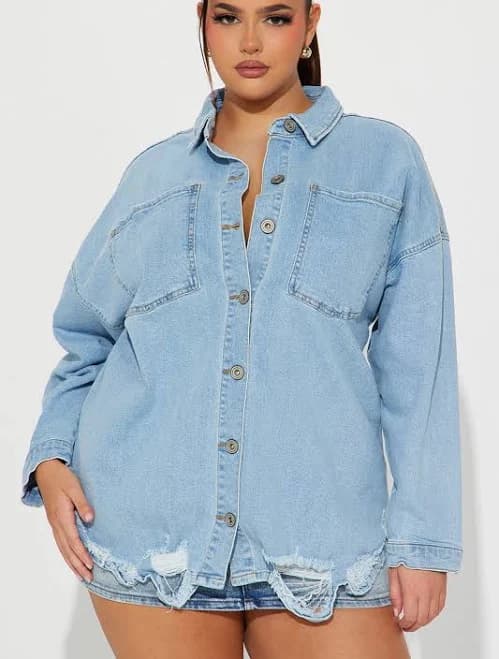 Fashion Nova Women's Had Me at Hello Denim Shacket Jacket