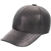 Black Lamb Leather Baseball Cap: Unisex Adjustable Dad Hat