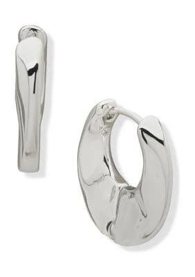 Nine West Silver Tone Huggie Hoop Earrings