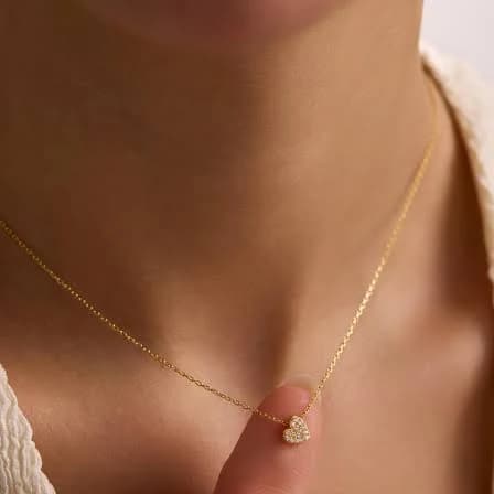Sterling Silver CZ Heart Pendant Necklace