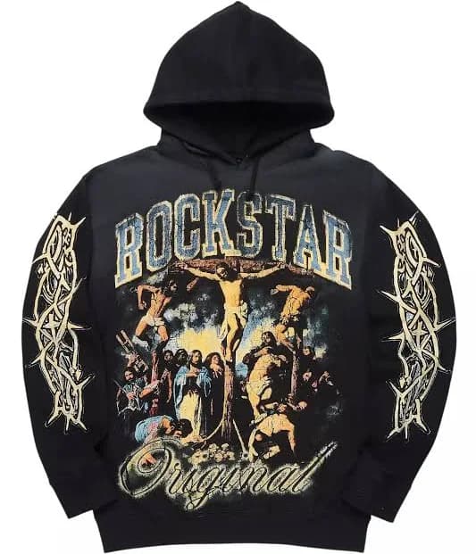 Waller Black Graphic Distressed Hoodie XL / Black
