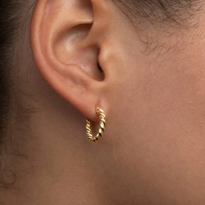 14K Gold Sterling Silver Twisted Hoop Earrings