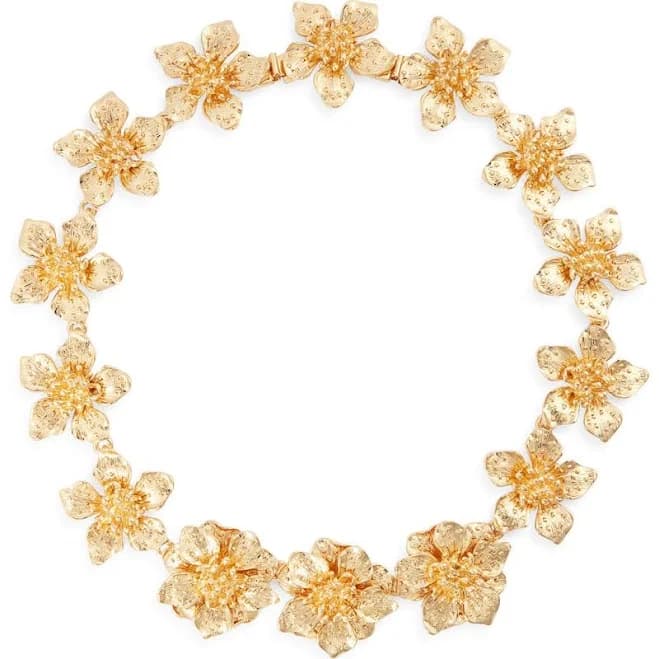 Kenneth Jay Lane 22kt Gold-Plated Magnolia Flower Necklace