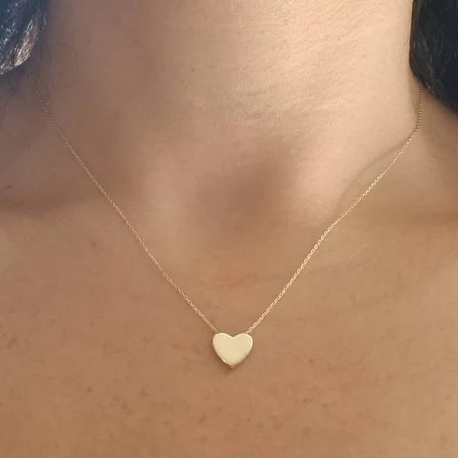 14K Yellow Gold Minimalist Heart Necklace