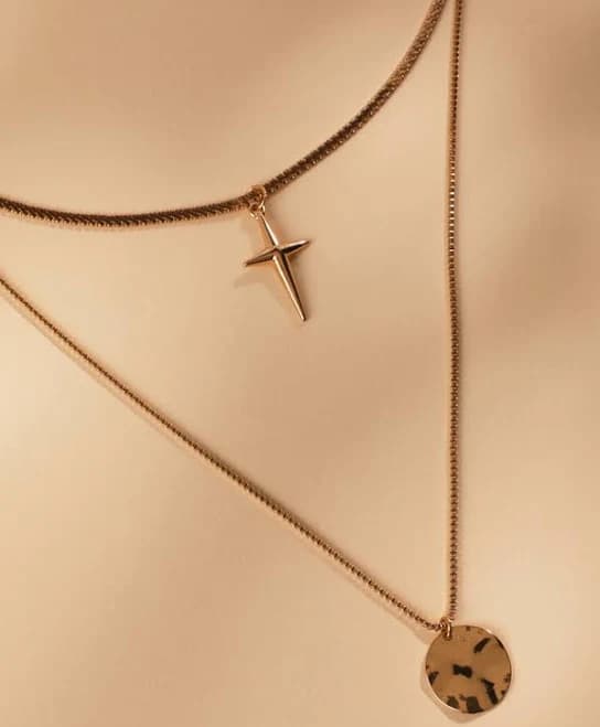 Altar'd State Layered Cross Coin Necklace
