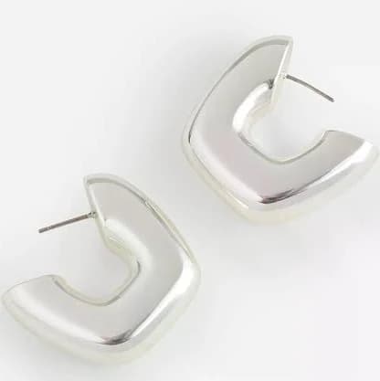 Madewell Sculptural Hoop Earrings - Light Silver Ox