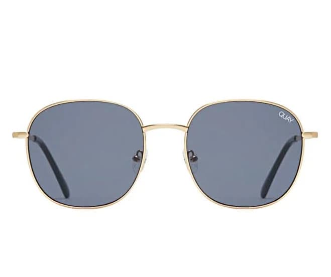 Quay Jezabell Gold Round Frame Smoke Lenses Oversized Sunglasses for Women and Men