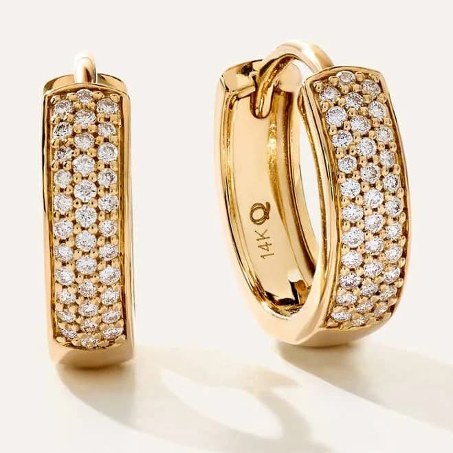 Quince 14K Gold Pave Diamond Row Huggies